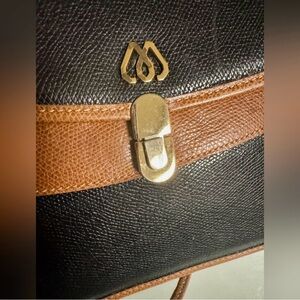 Authentic Vintage Morabito Paris Leather Crossbody Bag, Black/Tan